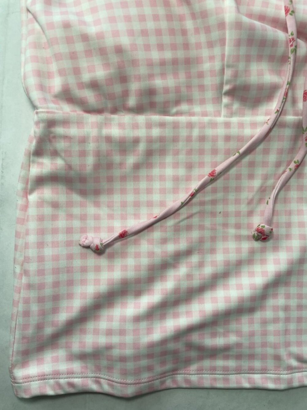 Blogilates Pink Ruffle Lace-Up Gingham Tank Top Floral Straps Wmn's Size 3X NWT - Picture 7 of 9